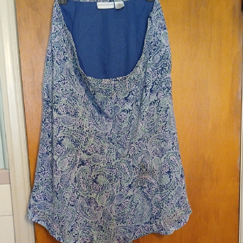 Jaclyn Smith Blue and Green Paisley Midi Skirt